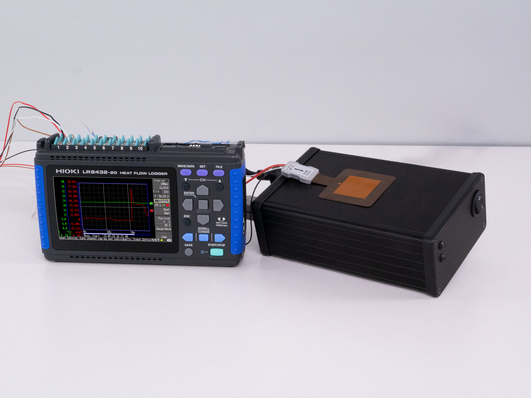 HIOKI LR8432 handheld 10-channel data logger with native support for heat flow sensors