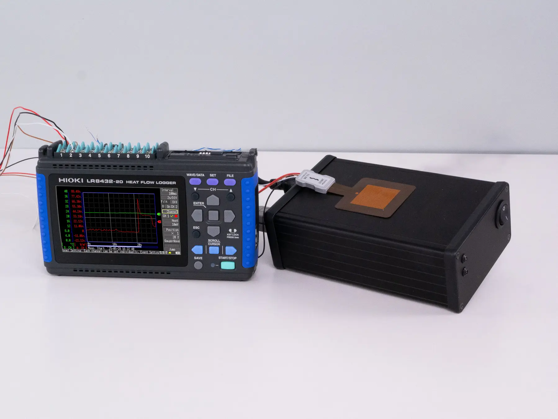 HIOKI LR8432 handheld 10-channel data logger with native support for heat flow sensors