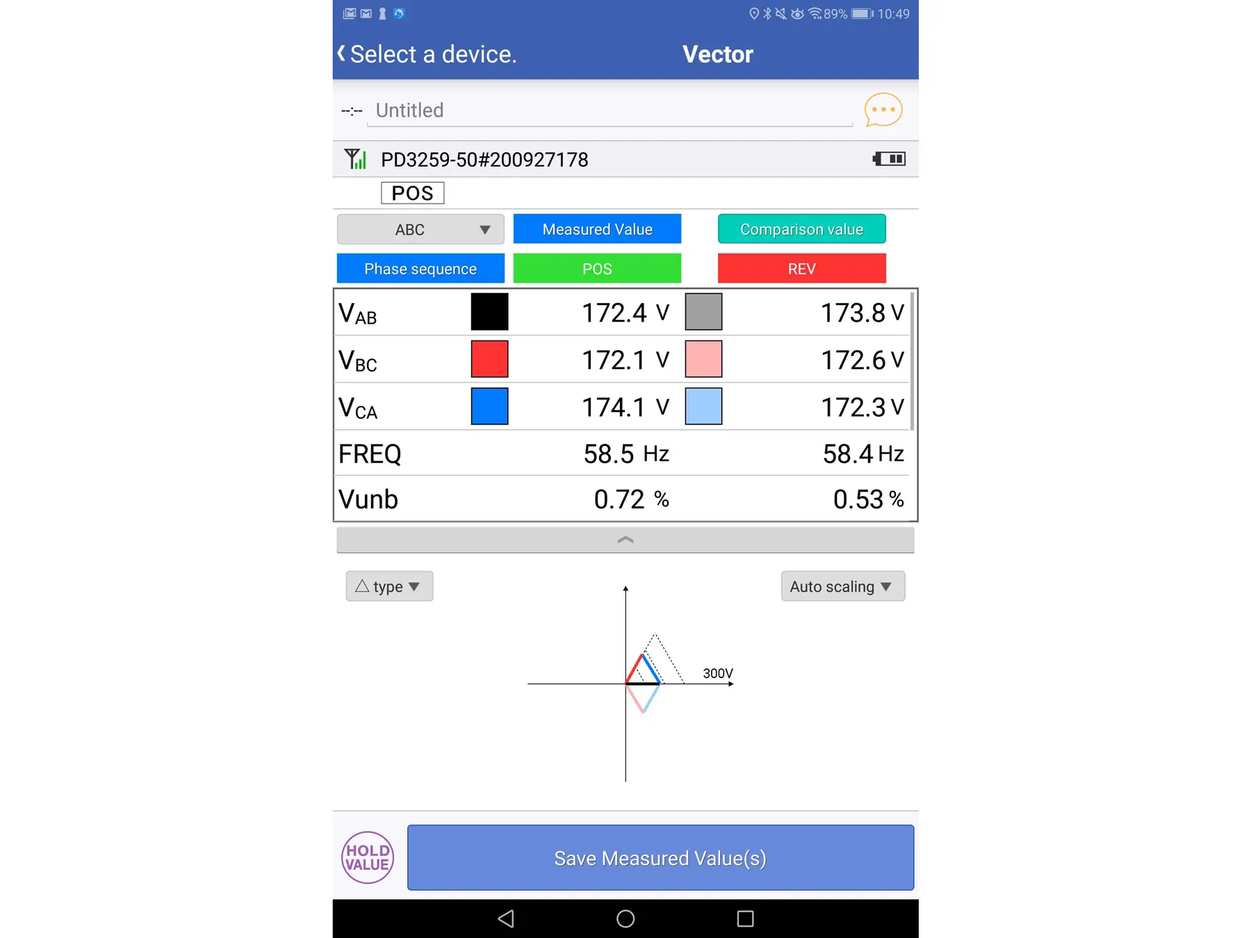 HIOKI PD3259-50 non-contact phase detector integrated voltmeter screenshot