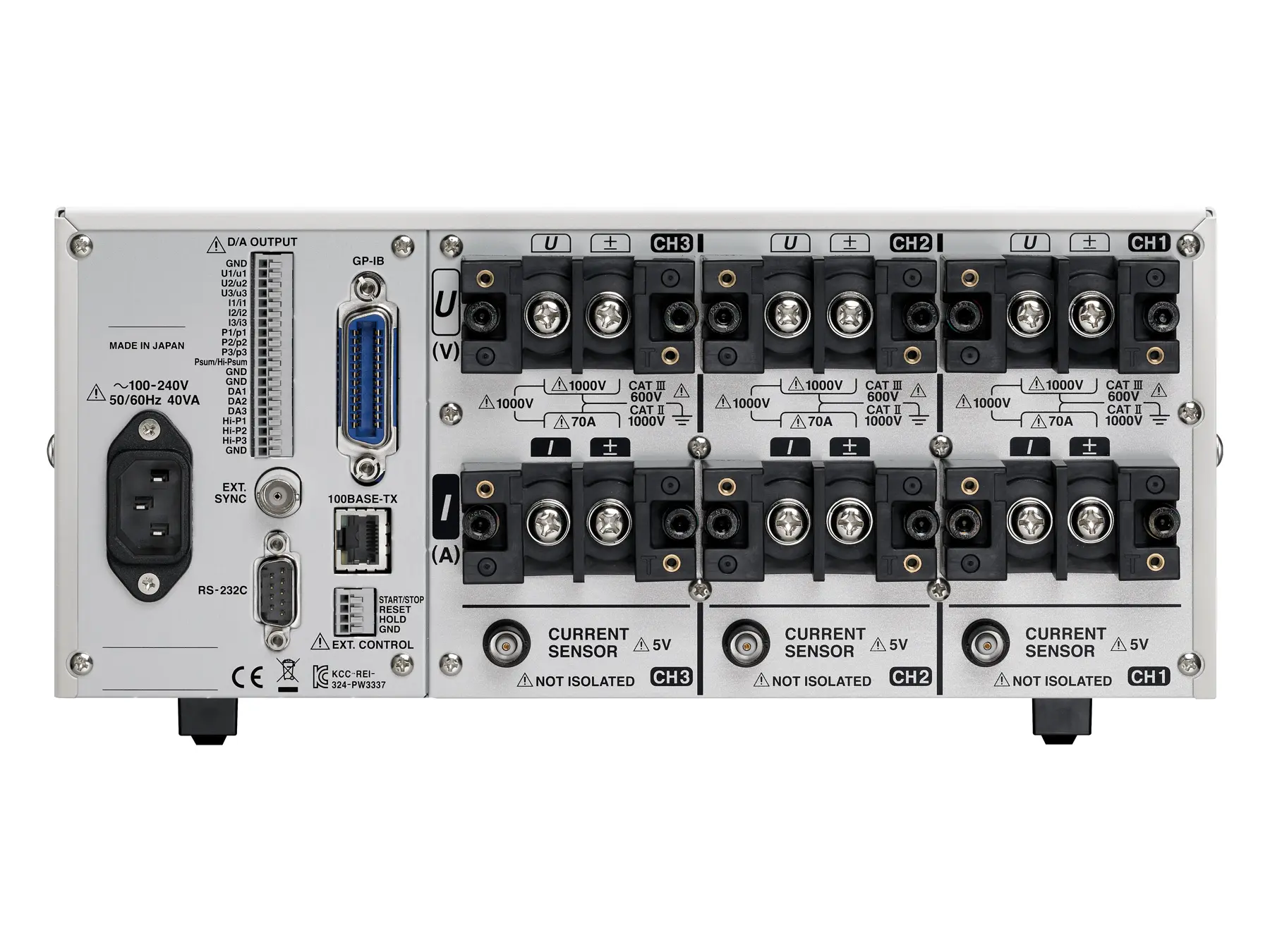 HIOKI PW3337-03 3-channel ac dc power meter up to 65a and 1000v gpib d a backside