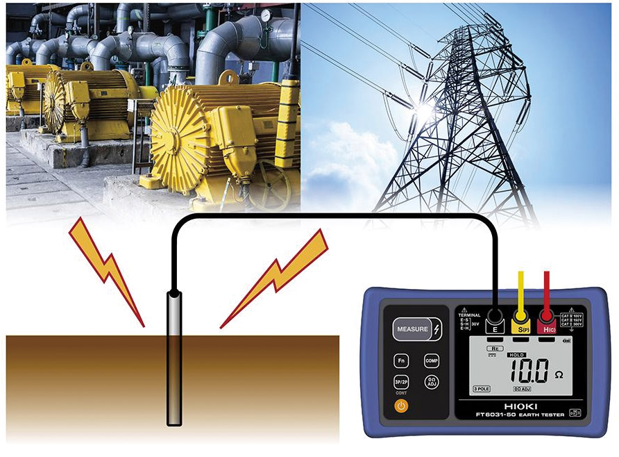 HIOKI FT6031-50 2 and 3 pole earth tester measuring ground resistance
