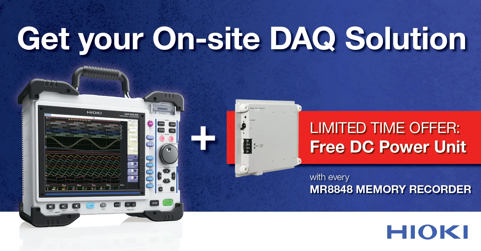 MR8848 - Modular 32-channel memory recorder, 20 MS/s, 1000 V direct input, rugged design